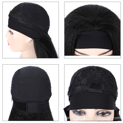 High Quality Wholesale Price Women's Headband Wigs Daily Life Natural Long Straight Black Color Soft Synthetic Ladies Hair Wig